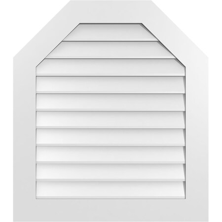 Ekena Millwork Octagonal Top Surface Mount PVC Gable Vent w/ 3-1/2"W x 1"P Standard Frame, 30"W x 34"H GVPOT30X3401SN